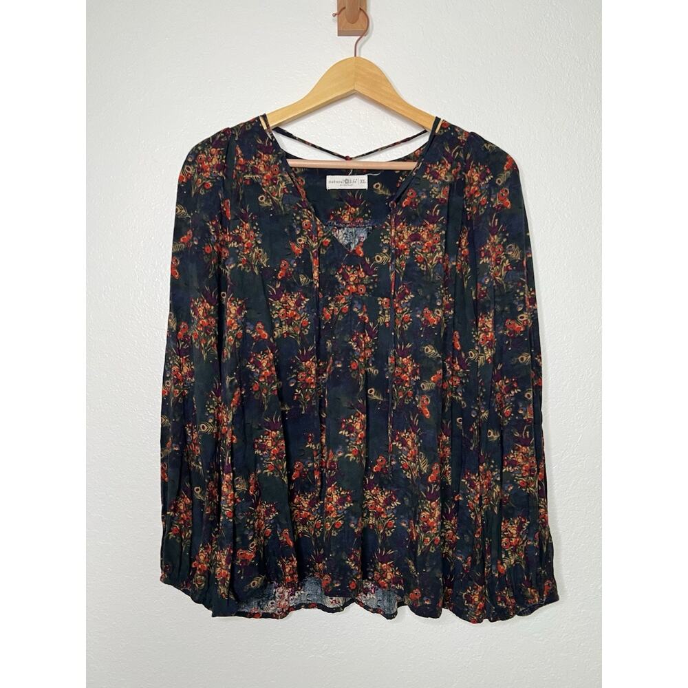 Natural Life Floral Rowan Blouse Size XL Boho Casual Flowy - Picture 1 of 5